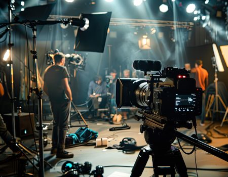Backstage of a Film Shoot with Professional Camera Crew and Equipment, high detail, 8k --ar 3:2 --v 6 Job ID: c83d3d39-c491-4960-a288-906cbb5f516c