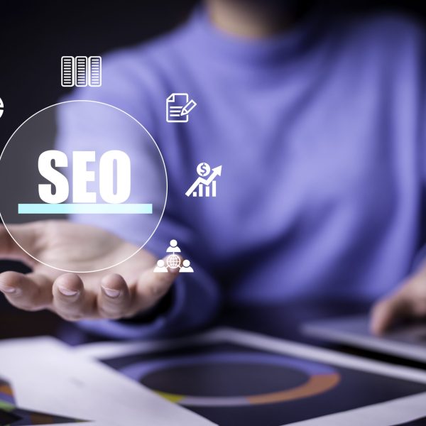 SEO Search Engine Optimization Marketing Ranking Traffic Website Internet Business Technology Concept.optimizing your website to rank in search engines.